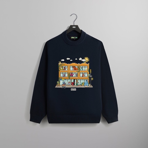 Kith for Sesame Street Lafayette Crewneck Sweater in Nocturnal